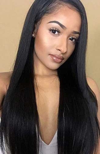 Yaki Straight 4 5 Lace Front Wig C Side Part Indian Remy