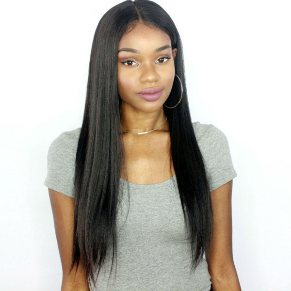 Yaki Straight Indian Remy Hair Improved 360°Anatomic Lace Wigs,150% Thick  Density ,Pre-Plucked 
