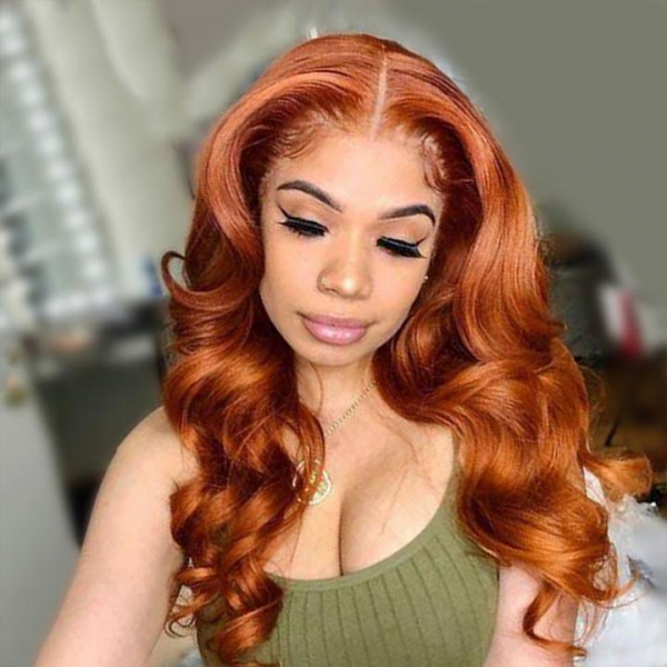 Ginger Hair Transparent Lace 360 Lace Wigs,Body Wave Indian Remy Human Hair 