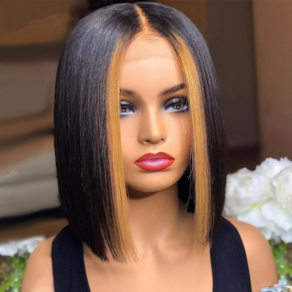 Image of Blunt cut bob with ombré highlights Chinese