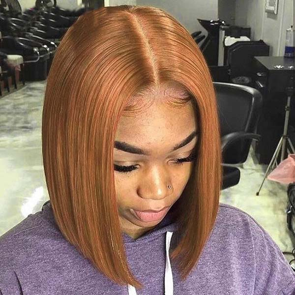 Ginger Hair Blunt Cut Bob Silky Straight Lace Front 