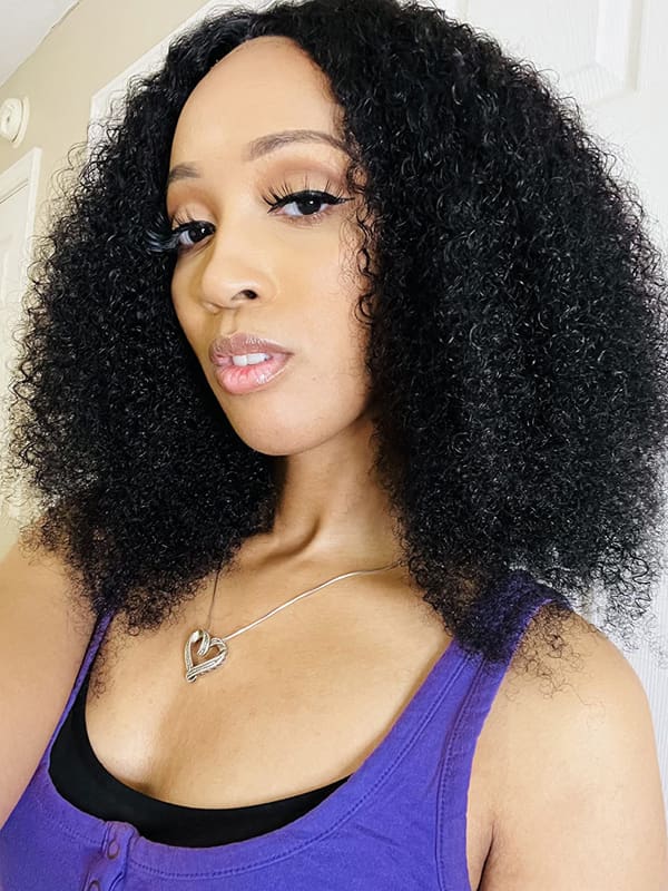 Kinky Coily Affordable Wig  1# 20 inches 