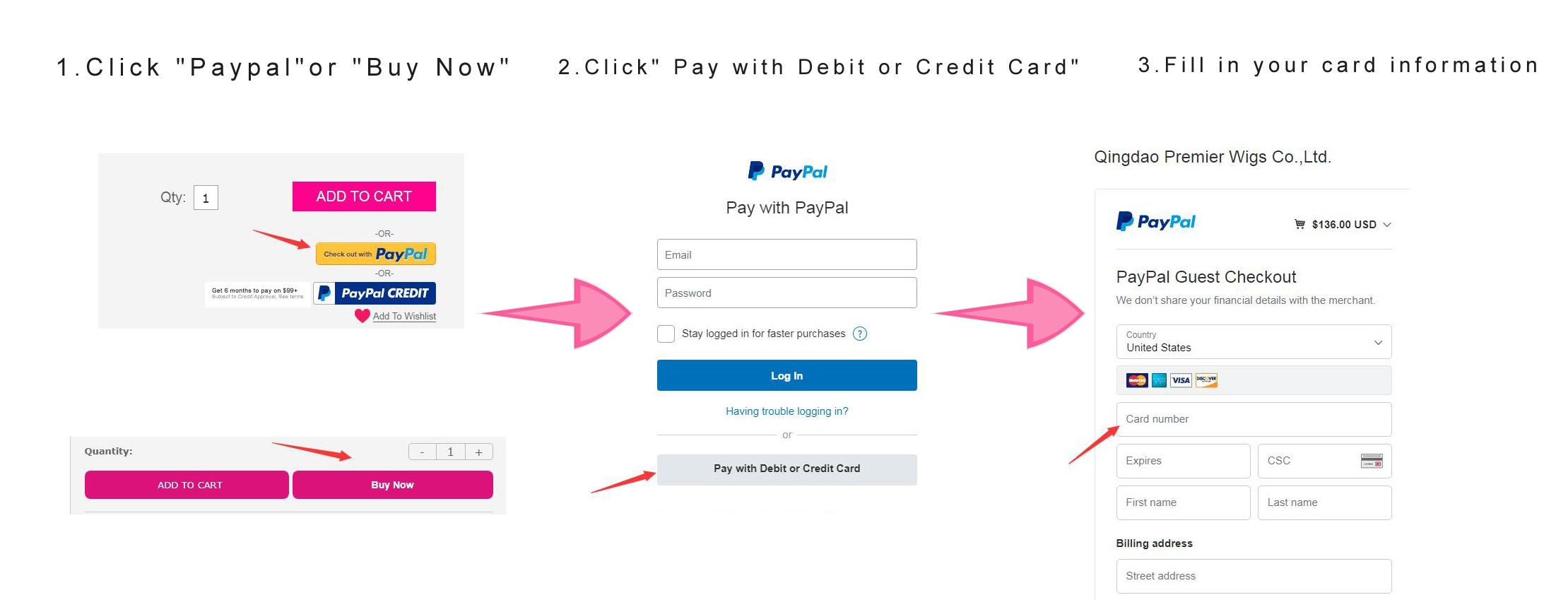 How to send payment via debit or credit card 